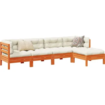 Zahradní sestava zahrada-XL 5dílná zahradní sedací souprava podušky voskově hnědá borovice 3299393