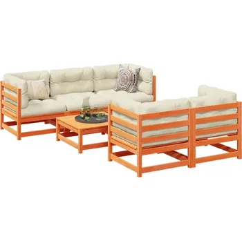 Zahradní sestava zahrada-XL 6dílná zahradní sedací souprava podušky voskově hnědá borovice 3299291