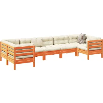 Zahradní lavice zahrada-XL 7dílná zahradní sedací souprava podušky voskově hnědá borovice 3299622