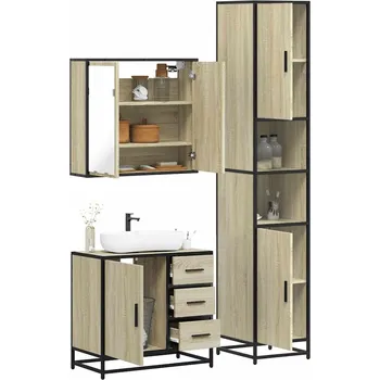 Toaletní stolek zahrada-XL 3dílný set koupelnového nábytku dub sonoma kompozitní dřevo 3301076