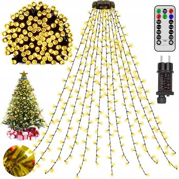 Vánoční dekorace SVĚTELNÝ ŘETĚZ NA VÁNOČNÍ STROMEK VENKOVNÍ VNITŘNÍ 300 LED SILNÝ VODĚODOLNÝ