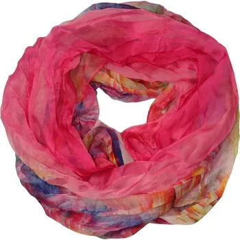 Šála Vzdušná šálka do kruhu – Duhový dotek růžová