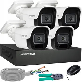 Bezpečnostní kamera Monitorovací sada 4 IP PoE kamer 4Mpx s mikrofonem, online náhled, bez HDD