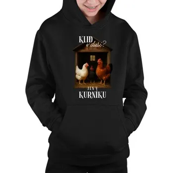 Žertovný předmět Klid v duši? Jen v kurníku - dětská mikina s kapucí- Tričkový.cz