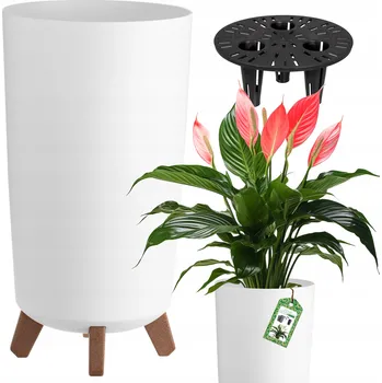Květináč KVĚTINÁČ KVĚTINÁČ VYSOKÝ KVĚTINÁČ STOJÍCÍ NA NOŽIČKÁCH PRO ZAHRADNÍ DŮM BÍLÝ
