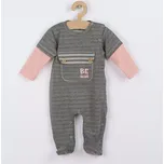 Koala Kojenecký bavlněný overal BE BRAVE šedo růžový