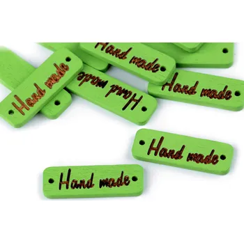 Dřevěná cedulka / ozdoba Handmade 10x30 mm, střední, 7 zelená sv.