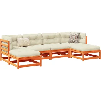 Zahradní sestava zahrada-XL 6dílná zahradní sedací souprava podušky voskově hnědá borovice 3295819