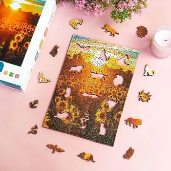 Puzzle Dřevěné puzzle s nepravidelnými tvary - pole slunečnic