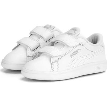 Chlapecká obuv PUMA Dětské kožené tenisky Smash 3.0 V PUMA 26 BÍLÁ|ŠEDÁ