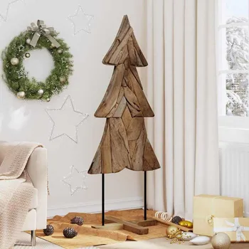 Vánoční stromek vidaXL Vánoční stromeček s stojanem Hnědá 150 cm Masivní teakové dřevo [42017932]