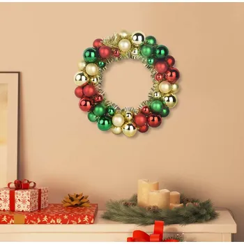 Vánoce vidaXL Vánoční koulové věnce 2 pcs Vícebarevný 33 x 33 x 7 cm [42019687]