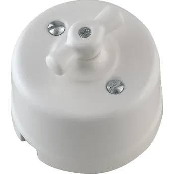 Příslušenství pro svítidlo FANEUROPE Příslušenství – porcelánový otočný spínač Clay, bílý, 6,5 x 6 cm - FANEUROPE FAN I-CLAY-INTERRUTTORE