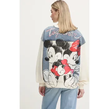 Dámské oblečení Bavlněná mikina Desigual MICKEY MOUSE 25SWSK39 béžová 01X, vel. M