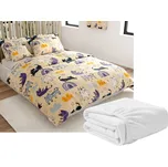 Sada mikroplyšového povlečení PURRSLEEP béžové + prostěradlo mikroplyš SOFT 180x200 cm bílé, dvoulůžko, 200x220 + 2 polštáře 70x90 cm