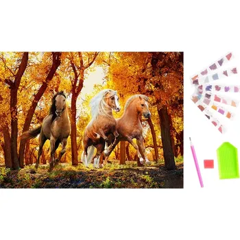Diamantové malování KIK Diamantové malování Běžící koně 30x40cm