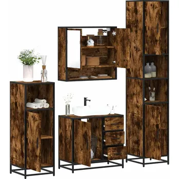 Koupelnový nábytek zahrada-XL 4dílný set koupelnového nábytku kouřový dub kompozitní dřevo 3301227