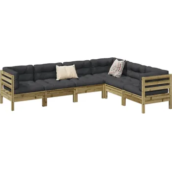 Zahradní sestava zahrada-XL 6dílná zahradní sedací souprava a podušky impregnovaná borovice 3299462