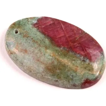 Přírodní kámen Vrtaný kabošon Rubín ve Fuchsitu č.V54 (32x21x6mm)