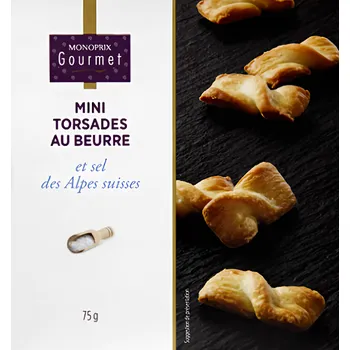 Monoprix Gourmet Mini twisty s máslem a solí ze švýcarských Alp 75g