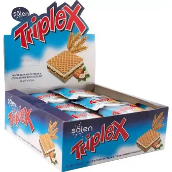 Bonbon Triplex vafle s mléčným a oříškovým krémem 24 ks