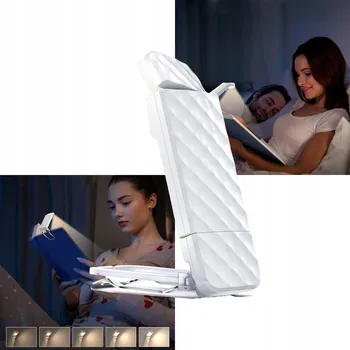 Lampička Lampička na knihu nabíjená přes USB s 3 úrovněmi jasu, flexibilní klip, 80 hodin