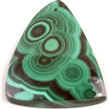 Přírodní kámen Vrtaný kabošon Malachit č.V30 (36x28x5mm)