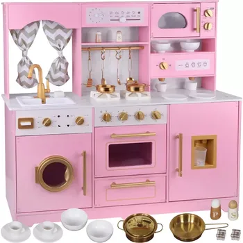 Dětská kuchyňka JOKOMISIADA Velká růžová dřevěná kuchyňka Glamour Růžová