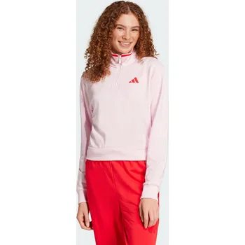 Dámská casual bunda ADIDAS Sportovní bunda Essentials Color Pop French Terry Crop Quarter-Zip M RŮŽOVÁ