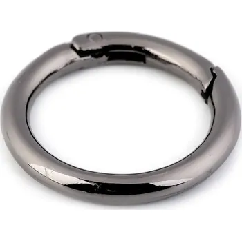 Karabina kulatá na kabelky / kroužek na klíče Ø34 mm, střední, 2 nikl černý