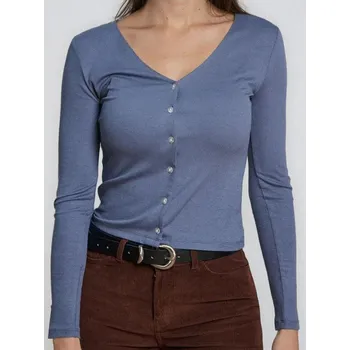 Dámské tričko Sinsay - Žebrovaná halenka - modrá - 744EU-55X - 744EU-55X-XS