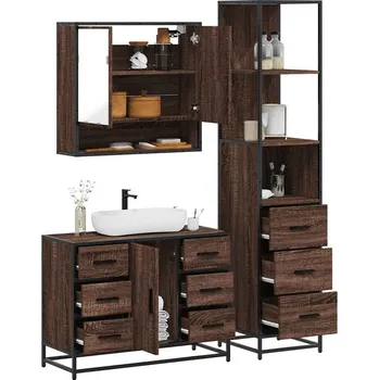 Koupelnový nábytek zahrada-XL 3dílný set koupelnového nábytku hnědý dub kompozitní dřevo 3301174