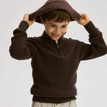 Dětská móda Reserved - Strukturovaný rolák - tmavě hnědá - 837BE-89X - 837BE-89X-134