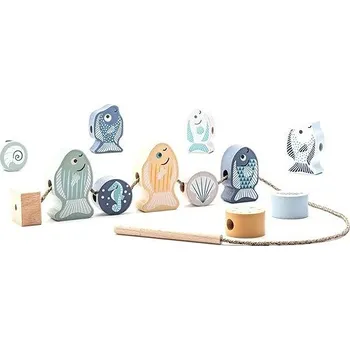 Dřevěná hračka Cubika Pastel 16020 Navlékací ryby a mořští živočichové 8 předloh