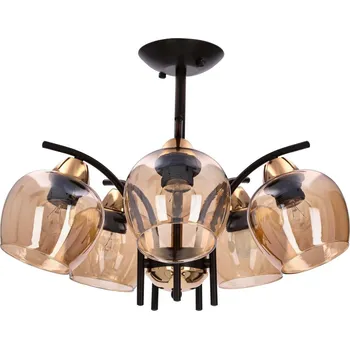 Závěsné pětiramenné osvětlení MERRA - 5xE27, 40W, černé / jantarové