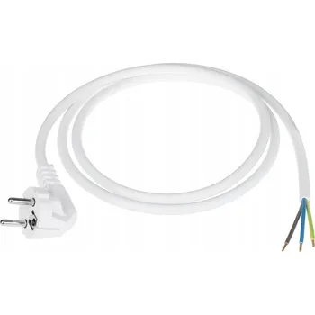 Napájecí kabel Napájecí kabel 3x1,5mm bílý 1,5m s úhlovou zástrčkou
