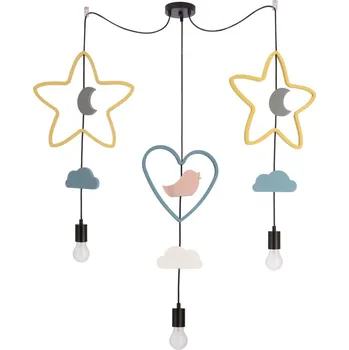 Dětské závěsné svítidlo MIRIDAM 5 - 3xE27, 20W, různobarevné