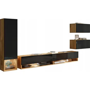 Obývací stěna Nábytek do obývacího pokoje Lauren Meble černý, dub wotan černý