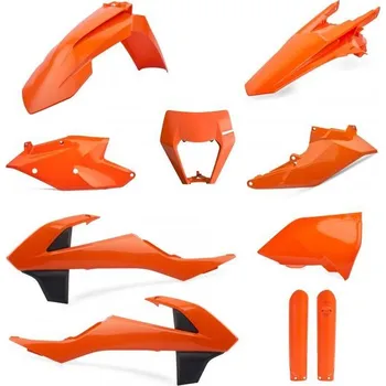 Osvětlení pro motocykl POLISPORT kompletní sada plastů (FULL KIT) KTM EXC/EXC-F TPI 17-19 v sadě kryt světla (8666800002) a kryty tlumičů (8398600003) barva oranžová (POLISPORT kompletní sada plastů (FULL KIT) KTM EXC/EXC-F TPI 17-19 v sadě kryt světla (8666800002) a kryty)