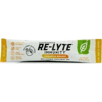 Zdraví Redmond | Re-Lyte® Immunity Elektrolyty na podporu imunity Ananas Pomeranč Obsah: 1 dávka (sáček 5.5 g) vitamíny C, D, B12 a zinek pro imunitu • sůl Real Salt® • prevence i při nemoci