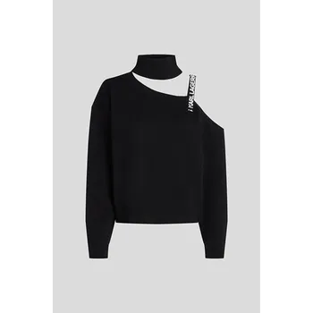Dámský svetr SVETR KARL LAGERFELD JEANS KLJ CUT OUT POLO KNIT BLACK