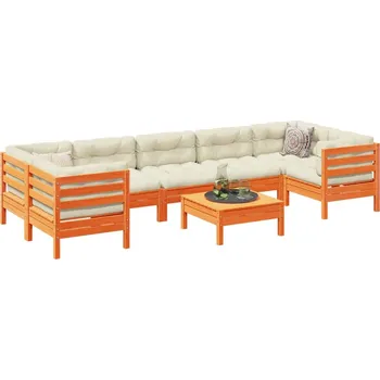 Zahradní sestava zahrada-XL 8dílná zahradní sedací souprava podušky voskově hnědá borovice 3299339