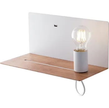 Nástěnné svítidlo FANEUROPE Nástěnné svítidlo Flash, bílé, s poličkou/USB 2 A, 1 x E27, 33 x 18 x 15 cm - FANEUROPE FAN I-FLASH-AP BCO