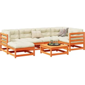 Zahradní sestava zahrada-XL 7dílná zahradní sedací souprava podušky voskově hnědá borovice 3299535