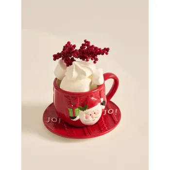 Sinsay - Keramický šálek a podšálek s motivem Santa Clause - červená - 488GQ-33X - 488GQ-33X-ONE