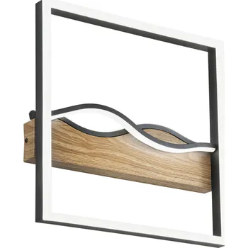 FANEUROPE Stropní LED svítidlo Hawaii hranaté, černé/dřevěné, 40 W, 5120 lm, CCT, 40 x 40 x 6,3 cm - FANEUROPE FAN I-HAWAII-Q40-NER