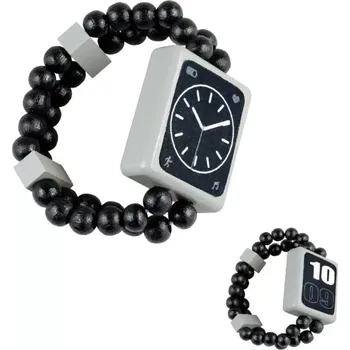 Souprava šperků Detoa Dřevěné oboustranné hodinky černé