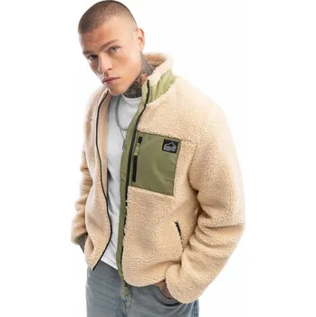 Pánská mikina SIROKO Pánská bunda sherpa Walnut Béžová 2XL BÉŽOVÁ|ZELENÁ