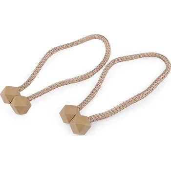 Příslušenství pro záclonu a závěs Dekorační úvaz / šňůra na závěsy s magnetem, malé, 2 béžová