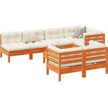 Zahradní sestava zahrada-XL 8dílná zahradní sedací souprava podušky voskově hnědá borovice 3299350